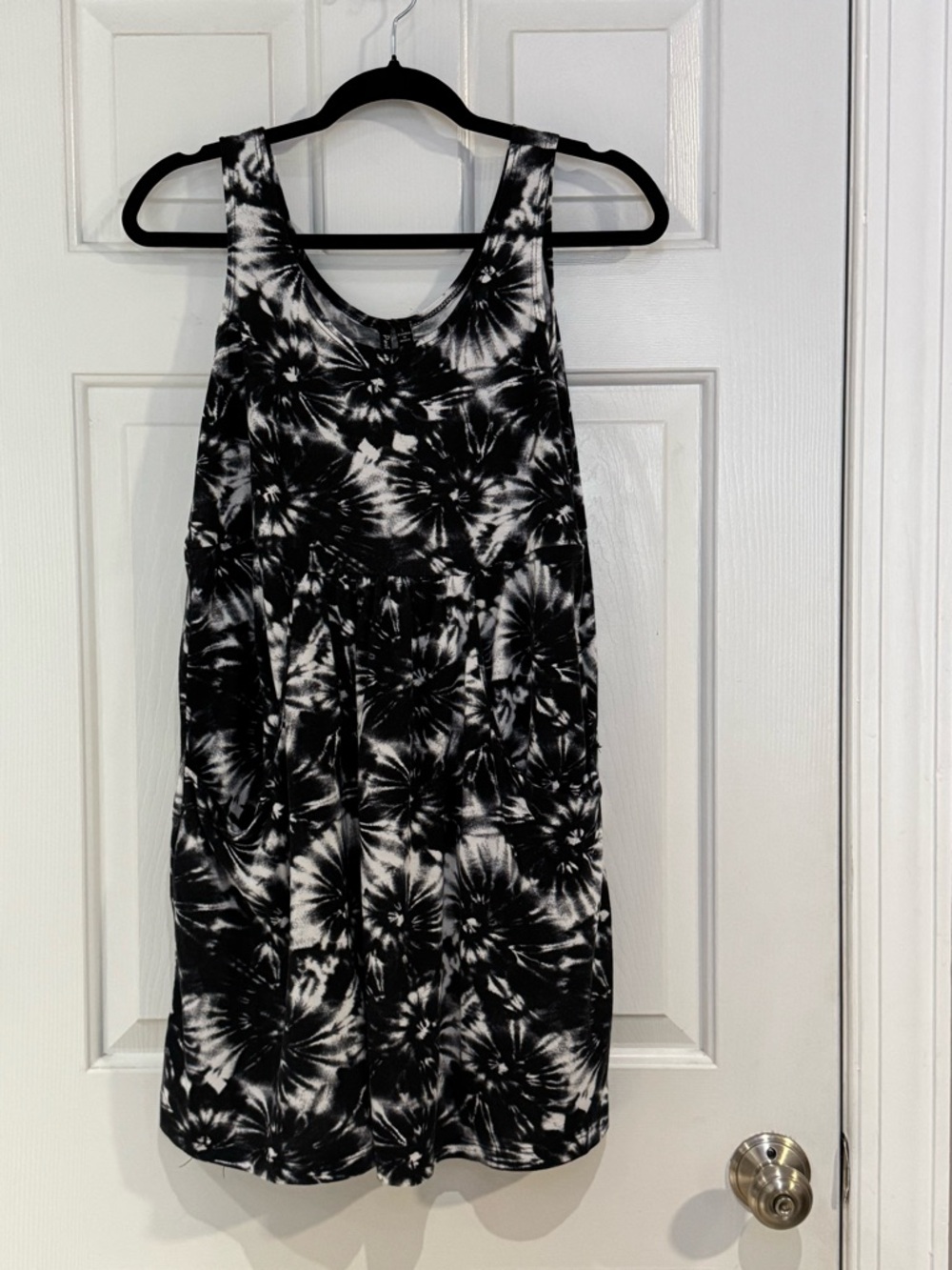 Portocruz Black & White Tie-Dye Dress With Pockets.